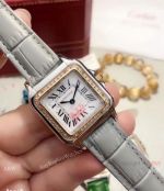 Copy Panthere de Cartier 27mm Watch 2 Tone Gray Leather Strap
